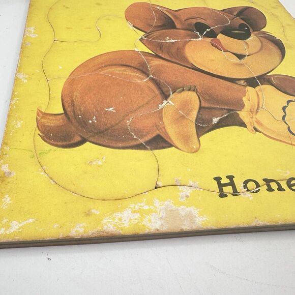 X4 Vintage Children Puzzles 1950 Kitsch Toys HTF Bear Duck Puppy Bunny - Picture 4 of 13